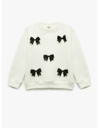 KOTON Bluza de trening cu funde - Alb/Negru