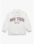 KOTON Bluza de trening cu imprimeu si guler polo - Alb fildes/Roz