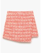 KOTON Fusta-pantalon mini din amestec de bumbac cu model uni - Roz somon/Alb murdar