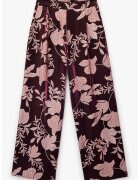 KOTON Pantaloni drepti cu model floral - Visiniu/Roz