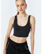 KOTON Top crop cu decolteu adanc - Negru