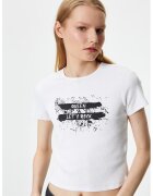 KOTON Tricou crop cu imprimeu - Alb