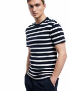 KOTON Tricou cu decolteu la baza gatului - Alb/Negru stins