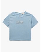 KOTON Tricou cu logo din strasuri si insertii din fibra metalizata - Albastru pastel