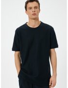KOTON Tricou slim fit texturat - Negru