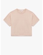 KOTON Tricou uni din bumbac cu decolteu la baza gatului - Piersica