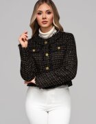 Larica Sacou din amestec de lana cu paiete OW-BLZB-0101 - Negru