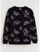 LC WAIKIKI Bluza de trening cu decolteu la baza gatului si model grafic - Alb/Negru