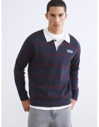 LC WAIKIKI Pulover cu dungi si guler - Alb/Albastru ultramarin/Rosu inchis
