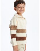 LC WAIKIKI Pulover cu fenta cu fermoar si model in dungi - Maro/Crem
