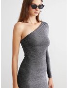 LC WAIKIKI Rochie midi cu decolteu pe un umar - Argintiu inchis