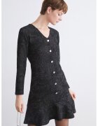LC WAIKIKI Rochie scurta din amestec de lana cu decolteu in V - Negru melange
