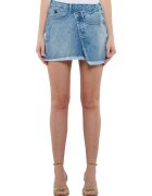 Le Temps des Cerises Fusta dama din denim mini asimetrica