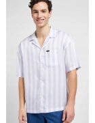 Lee Camasa barbati Camp Shirt - croiala lejera - alba cu dungi zmeurie - 100% lyocell - maneca scurta