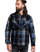 Lee Camasa overshirt barbati lana si bumbac - negru cu carouri - croiala clasica - cu doua buzunare