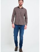 Lee Cooper Camasa cu buzunar pe piept - Rosu/Alb/Gri inchis