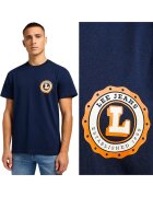 Lee Tricou Varsity Relaxed - bumbac - bleumarin cu imprimeu logo portocaliu si alb -
