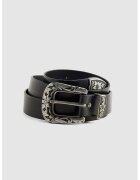 Levi's Curea de piele cu detalii florale - Negru