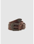 Levi's Curea de piele cu model floral - Maro deschis