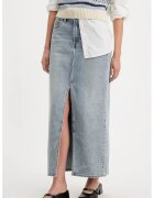 Levi's Fusta din denim cu slit frontal Column - Albastru deschis melange
