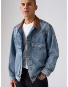 Levi's Jacheta din denim cu guler contrastant - Albastru melange