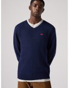 Levi's Pulover din amestec de lana cu decolteu in V - Rosu/Bleumarin