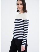 Levi's Pulover slim fit cu model in dungi si aspect striat - Alb optic/Bleumarin