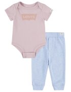 Levi's Set de body din bumbac organic si pantaloni de trening - Albastru deschis/Roz prafuit