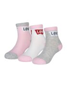 Levi's Set de sosete scurte cu imprimeu logo - 3 perechi - Gri melange/Roz