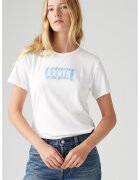 Levi's Tricou cu decolteu rotund si imprimeu logo - Albastru pastel/Alb optic