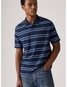Levi's Tricou polo de bumbac cu broderie logo discreta - Alb/Albastru indigo/Bleumarin