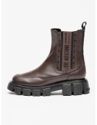Love Moschino Ghete Chelsea din piele cu segmente laterale elastice - Maro cognac