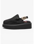 Love Moschino Papuci flatform cu catarama metalica - Negru