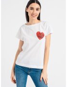 Love Moschino Tricou cu imprimeu si maneci cazute - Alb