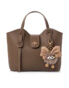 Lucky Bees Geanta din piele ecologica cu accesoriu detasabil - Maro deschis - 21x25x11