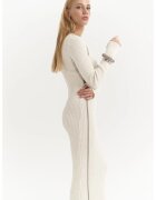 Mai Collection Rochie Maxi - detalii cu dungi - bej natural - tricot -