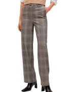 Mango Pantaloni dama talie inalta - model in carouri - maro - poliester-viscoza-elastan -