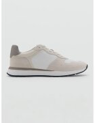 Mango Pantofi sport low-cut cu insertii din piele intoarsa - Alb/Maro taupe deschis/Bej deschis