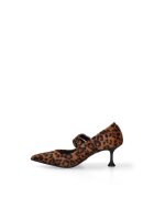 Marc Ellis Pantofi din piele cu animal print - Negru/Maro