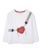 MARC JACOBS Bluza din bumbac cu design grafic - Alb optic/Rosu vermillion