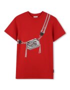 MARC JACOBS Tricou cu decolteu la baza gatului si design grafic - Rosu vermillion