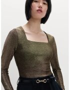 Marks  Spencer Bluza cu decolteu patrat si aspect stralucitor - Kaki