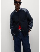 Marks  Spencer Jacheta bomber cu segmente din fleece - Albastru ultramarin
