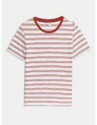 Marks  Spencer Tricou cu decolteu rotund si model in dungi - Maro/Alb murdar
