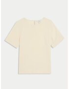 Marks  Spencer Tricou de bumbac cu decolteu rotund - Crem