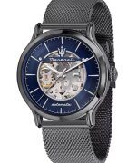 Maserati Ceas Epoca - automat - negru - 42mm - rezistent la apa 100m - bratara din inox - cadran albastru