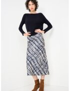 Max&Co. Fusta de matase cu model abstract Elio - Alb fildes/Albastru inchis