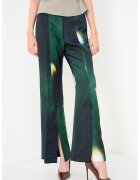 Max&Co. Pantaloni evazati cu slituri la glezna Damara - Galben/Verde englez/Alb murdar