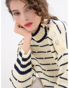 Max&Co. Pulover din amestec de lana cu dungi - Alb murdar/Bleumarin