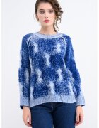 Max&Co. Pulover din amestec de lana cu model tie-dye - Alb/Albastru